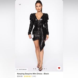 Fashion Nova Black Sequin Mini Dress